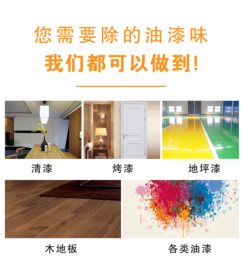 去除油漆味 去除甲醛 格瑞樂環(huán)保 綠快除甲醛  您要除的油漆味真是甲醛嗎？ 醛知道 1油漆味是芳香徑氣味污染物的苯系物，二甲苯，但是甲醛無味刺激性氣體。2油漆中對(duì)人體危害大的是苯和苯系物和聚酯漆里的甲苯二異氰酸酯，甲醛化學(xué)是HCHO，分子量30.03，又稱乙醛 3甲醛刺激眼睛落淚，睜不開眼，味道不是臭的那種，油漆是有味道的，但不刺激眼睛，眼睛不會(huì)落淚。  家具/柜子異味 清漆，烤漆味 綠快強(qiáng)力油漆除味劑 可以做到根煙清除異味不反彈  您所熟知的除異味放肆真的有用嗎？固體炭包：物理吸附，并非去除二次污染 耗費(fèi)人力財(cái)力 香水/噴霧：僅是掩蓋，都是表象，香水有毒 二次污染 植物吸附分解：吸附物微量，效果幾乎可以忽略不計(jì)  綠快強(qiáng)力油漆除味  專業(yè)除油漆味，木質(zhì)家具除甲醛 根源清除，高分子分解技術(shù) 源頭持久凈化，不限換屆限制 無二次污染 母嬰安全型  您需要除的油漆味，我們都可以做到！ 清漆/烤漆/地坪漆/木地板/各類油漆  綠快強(qiáng)力油漆除味劑 清除油漆異味更專業(yè) 源頭分解 母嬰安全 不會(huì)反彈  和甲醛說拜拜  快速釋放甲醛 深層滲透分解  母嬰安全型 無毒無刺激 無二次污染 母嬰安全配方不是說說而已  高效除醛 健康有我 一款好產(chǎn)品的選擇 強(qiáng)力尤其除味清除油漆異味的同時(shí)木葉神通鋪分解家具內(nèi)部的甲醛，然后您捉到全方位清除  長久不反彈  檢測(cè)報(bào)告 中科院權(quán)威檢測(cè) 甲醛去除率檢測(cè)報(bào)告 無毒無害檢測(cè)報(bào)告  更多適用范圍 只要有污染的地方就有我的存在  住宅 辦公室 商業(yè)場(chǎng)所  酒店  格瑞樂清除觸媒技術(shù)  產(chǎn)品信息：產(chǎn)品品牌：綠快  產(chǎn)品名稱：綠快強(qiáng)力油漆除味  產(chǎn)品組成：納米二氧化鈦、植物萃取多酚、表面活性劑等組成  產(chǎn)品特點(diǎn)：快速性、徹底性、穩(wěn)定性 使用對(duì)象：快速分解苯系物 醛 酮等，清除油漆味及其他裝修異味  安全性  無毒無害 母嬰安全型
